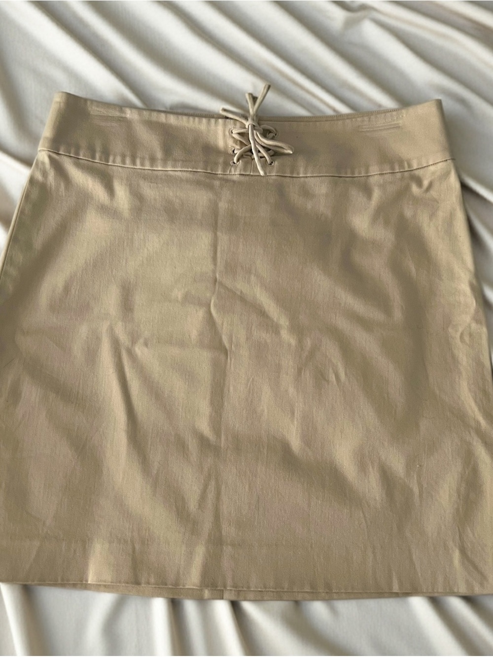 Kenneth Cole Beige with Decorative Lace-Up Mini Skirt